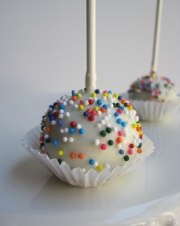 Birthday Cake Confetti Cake Pops Birthday confetti cake covered in white chocolate, and topped with sprinkles.